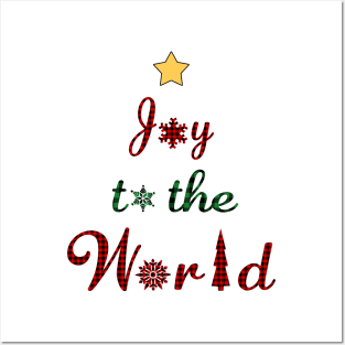 Joy to the world Christmas Tree Red Green Plaid. Posters and Art